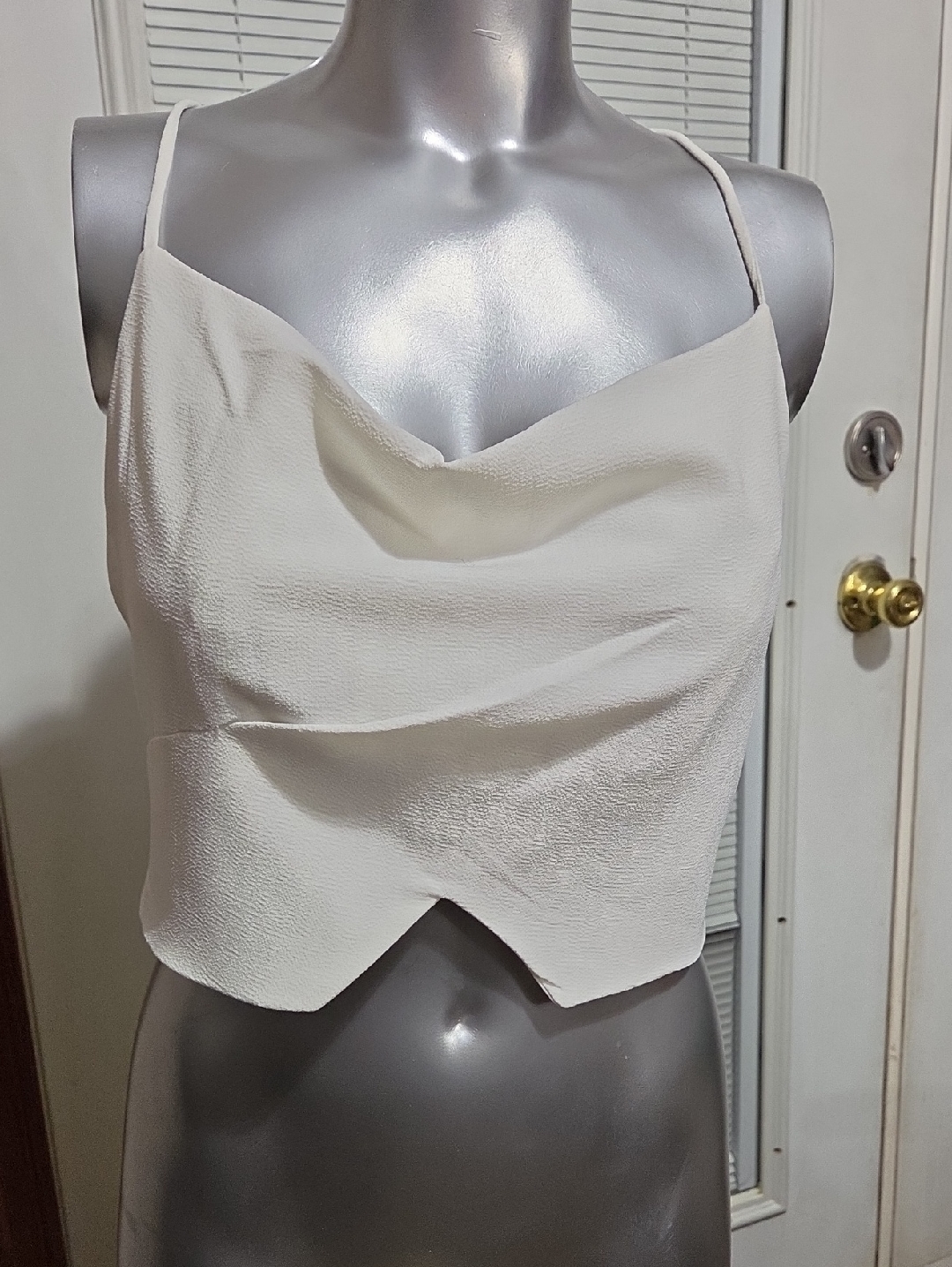 Ivory Cowl Neck Cropped Camisole Top
